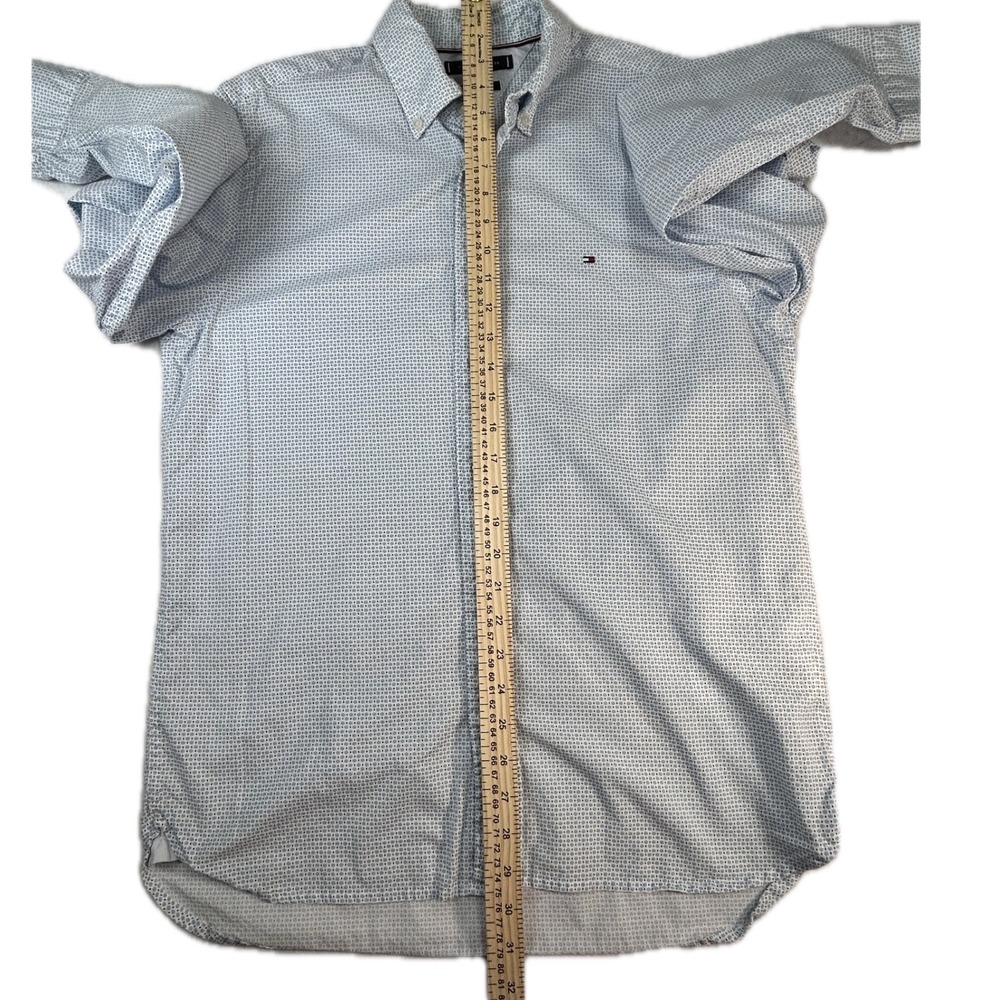 Tommy Hilfiger Mens Regular Fit Button Down Shirt Blue Geometric Print Size M - Picture 3 of 8